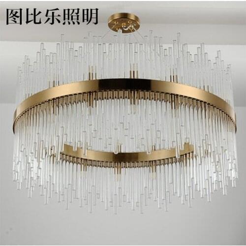 Post Modern New Classical Crystal Glass Rod A Chandelier Northern Europe Light Luxurious Hall Round Originality Light