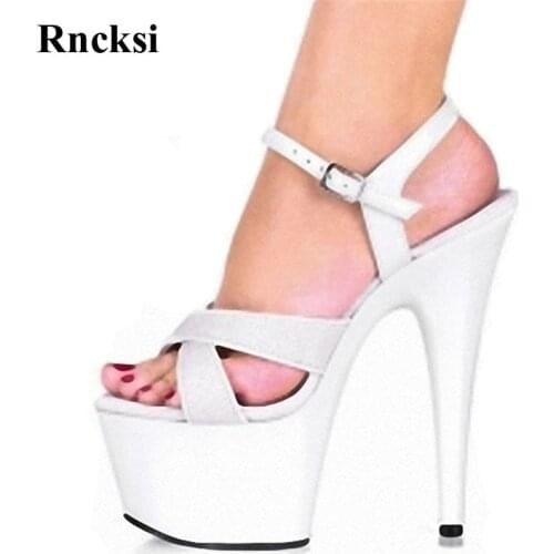 Rncksi New Sexy High-heeled 17cm High Shoes Waterproof Platform Sandals Fish Mouth Photograph Photo Sandals