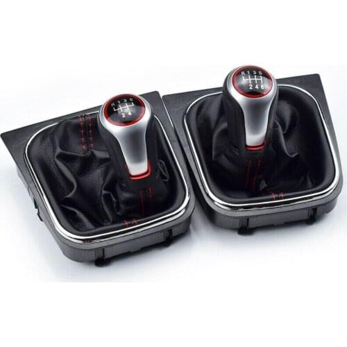 5 6 Speed Gear Shift Knob with Boot Cover For VW Volkswagen Golf 6 MK5 MK6