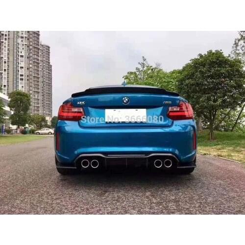 SHCHCG For BMW F87 M2 2016 2017 High Quality Carbon Fiber Rear Bumper Lip Spoiler Rear Diffuser 3Pcs Auto Part Car Styling