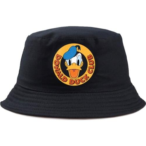 Disney Donald Duck Bucket Hat Solid Man Women Panama Cap For Kids New Graphic Cotton Reversible Spring Fishing Hat Sunscreen