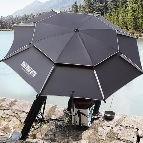 Fishing umbrella large thickened universal fish umbrella double layer anti storm rain anti ultraviolet sunshade folding umbrella