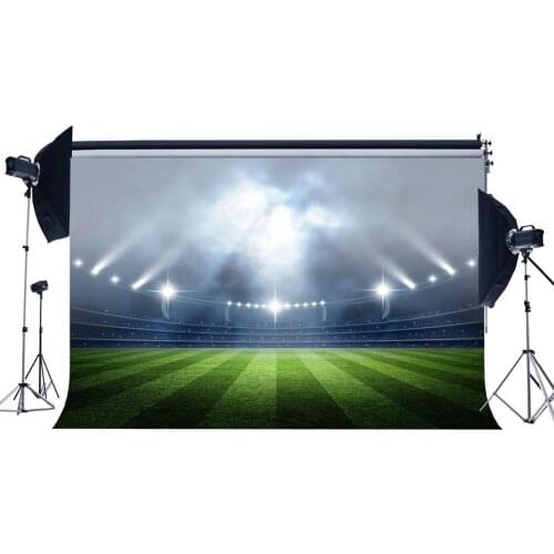 Football Field Backdrop Indoor Stadium Bokeh Stage Lights Green Grass Meadow Sports Photography Background