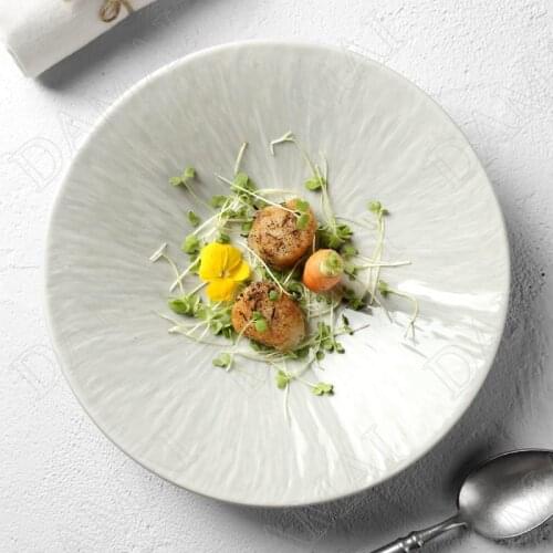 Creativity Ceramic Plates Overglaze Retro Western Food Pasta Dish Relief Decorative Restaurant Serving Tray Kitchen Tableware