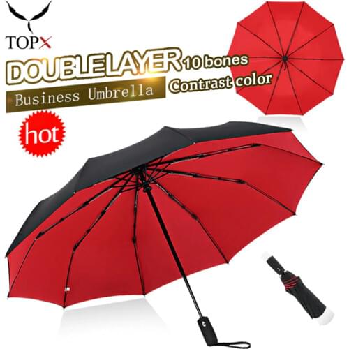 Windproof Double Automatic Umbrella Rain 10 Bone Folding Umbrella Women Car Luxury Large Business Umbrellas Men Gift Parasol