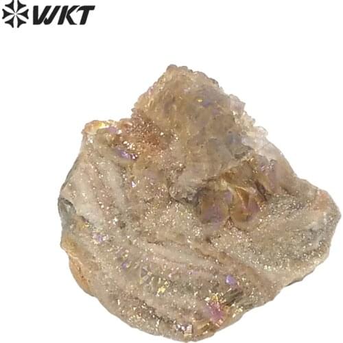 WT-G162 Wholesale Druzy chalcedon Stone For Jewelry Making randomly shape mix color druzy quartz with color electroplated