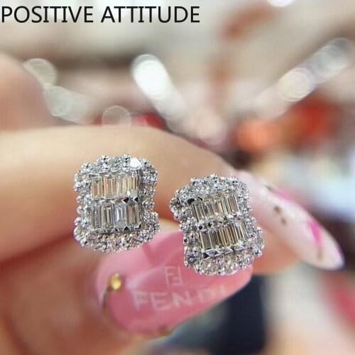 Japan and South Korea cute geometric shiny crystal female earrings wedding love friends popular gifts bijoux