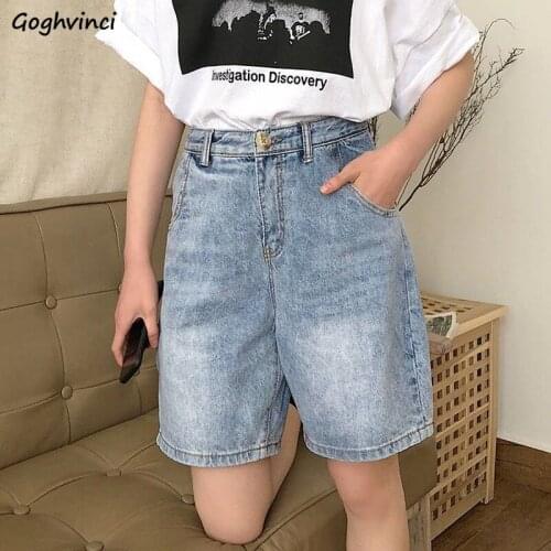 Women Denim Shorts Vintage Retro Knee-length Chic Loose Casual Bf Style Solid Hipsters Streetwear All-match Plus Size S-3XL Cool
