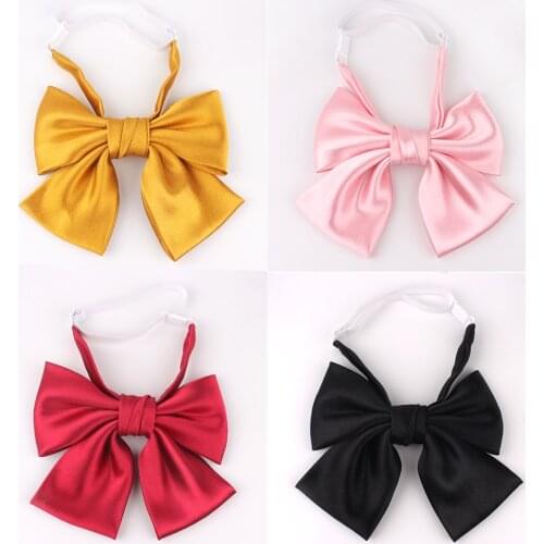 Feminine Large Bowtie Solid Bow tie For Women Uniform Collar Butterfly Ladies Bow knot Adult Bow Ties Cravats Girls Hair Bowties
