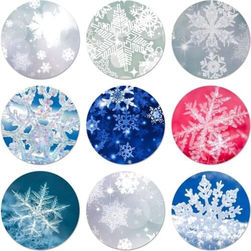 Ice Crystal Snowflake Icons Pins Badge Decoration Brooches Metal Badges For Clothes Backpack Decoration 58mm
