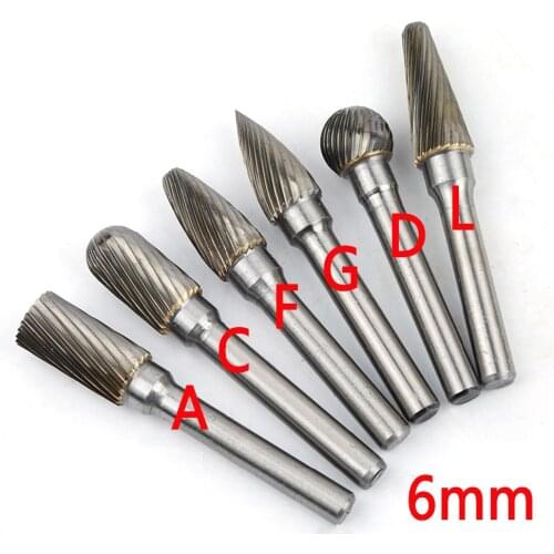 1 PCS/Set 14 OD Tungsten Carbide Rotary Burrs Abrasive Tools Grinding Head 6mm Shank Rotary File