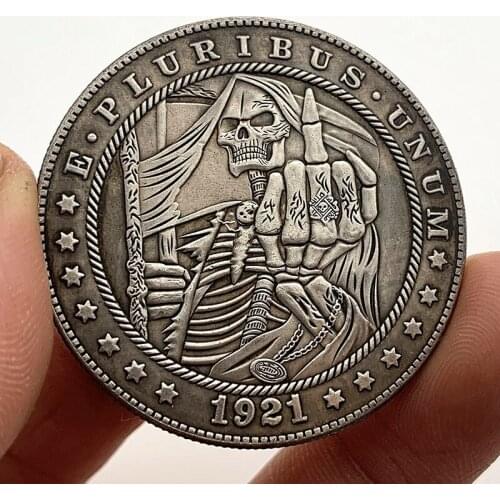 1921 American Vagrant Coin Skull and Crossbones Finger Commemorative Collectible Coin Gift Lucky Challenge Coin