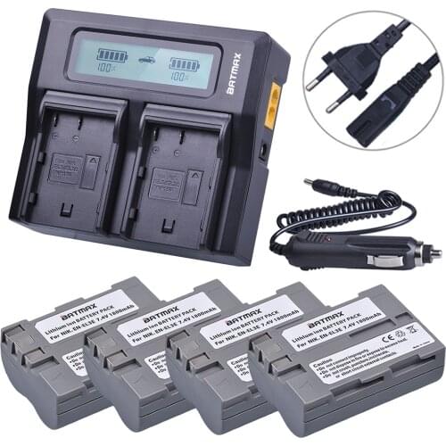 Batmax EN-EL3E EN EL3e 4PCS battery+LCD Rapid Dual Charger for Nikon ENEL3e D300S D300 D100 D200 D700 D70S D80 D90 D50 MH-18A