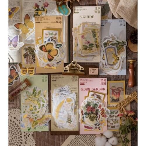 60pcs/Pack Sticker Butterfly Kid Student Journaling Decor Sticker Sheets Natural Scenery&Art Paintings Stationery Stickers Book