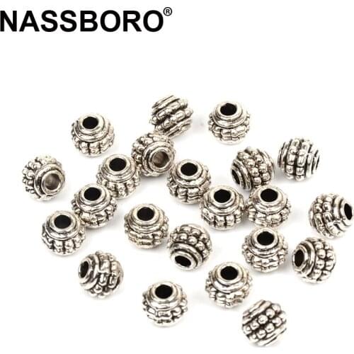 6X7mm Retro Silver Metal Spacer Beads Round Wheel Beads Charms Loose Bead Diy Jewelry Bracelet Accessories Wholesale Craft
