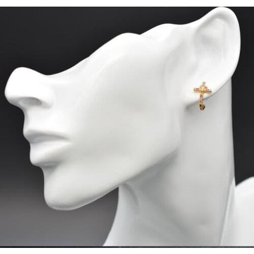 925 Sterling Silver New Temperament Fashion Golden Cross Stud Earrings For Women Statement Ear Jewelry Gift