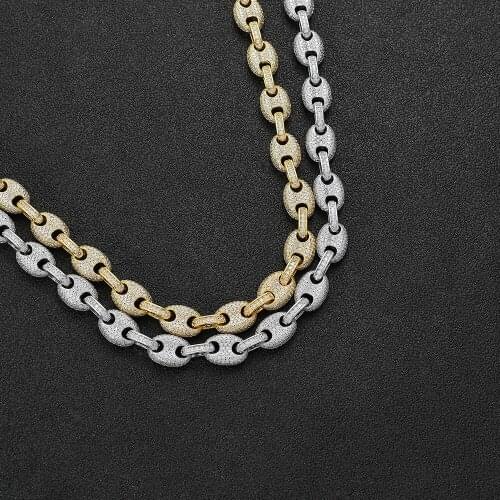 Bling Bling Chain 12mm 16" 18" 20" brass setting CZ Chain Necklace Gold/Silver Color Iced Out Cubic Zircon Bling Bling BC017
