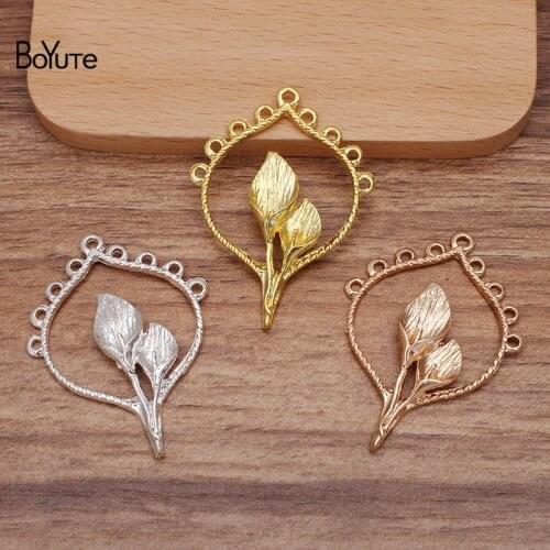 BoYuTe (10 Pieces/Lot) 35*47MM Metal Alloy Flower Materials with Loops DIY Handmade Jewelry Findings Components