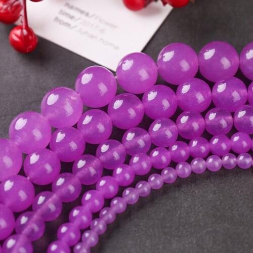 1 Strand Natural Purple Jades Round Beads 4 6 8 10 12mm Quartz Loose Stone Beads Charms DIY Jewelry Making Beading Spacer