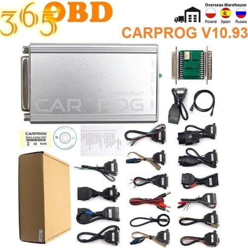 CARPROG V10.93 ECU Chip Tuning Programmer IMMO Airbag Reset Tool Free Keygen V8.21 Car Repair Tool With All 21 Adapters