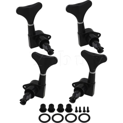 Yibuy BLACK Sealed BASS TUNERS TUNING PEGS SET 4 (2L+2R)