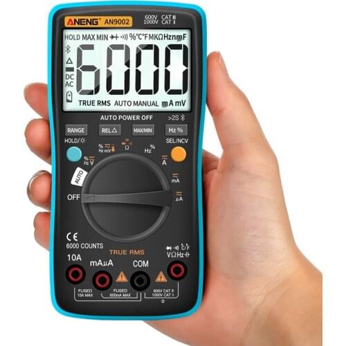 AN9002 Digital True RMS 6000 Counts Bluetooth Multimetro AC/DC Current Voltage Tester Professional Auto-Range Multimeter