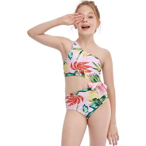 2021 Girl Swimsuit One Pieces Childrens Swimwear Swim Suits Child One Shoulder Backless Bikinis Bathing Suit Beachwear 2-12T