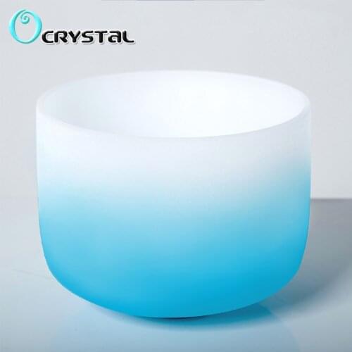 HOT SALE 12 Inch Half Color Third Eye Crown Root Sacral Solar Heart Throat Chakra Quartz Crystal Singing Bowl C D E F G A B