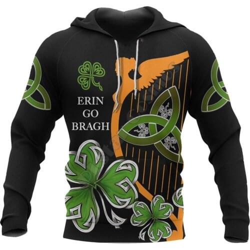 Irish Celtic Cross Shamrock 3D Printed Hoodies Fashion Pullover Men For Women Sweatshirts Sweater Cosplay Costumes 01