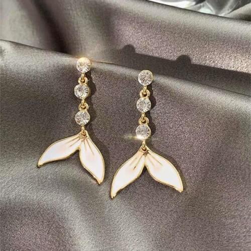 Korean Fashion Exquisite Crystal Long Earrings Temperament Fishtail Personality 2020 New Female Earrings
