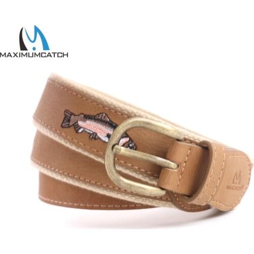 Maximumcatch Leather&Nylon Trout Pattern Fish Belt Maxcatch Souvenir Fisherman Angler Fishing Belt Fishing Accessory Gift