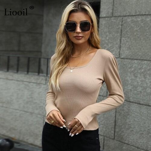 Женские трикотажные футболки Liooil China At AliExpress