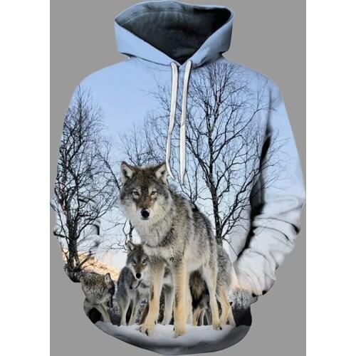 Snow Wolves 3d Print Mens Hoodie Spring Autumn Sweatshirt Fashion Hooded Jacket Loose Youth Hip Hop Streetwear Asian Size 6XL