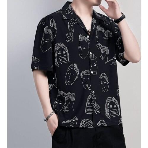 Men Shirts 2021 Summer Hawaiian Shirt Camisas Casual One Button Wild Shirts Printed Short Sleeve Blouses Tops Chemise Homme