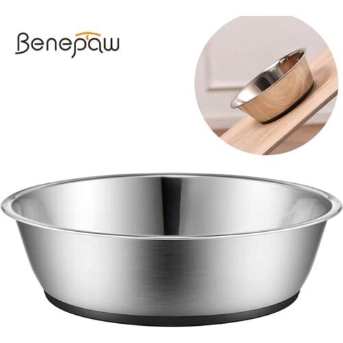 Benepaw Anti Skid Stainless Steel Dog Bowl Water Food With Silicone Mat No Spill Durable Nontoxic Pet Feeder Puppy Drinking