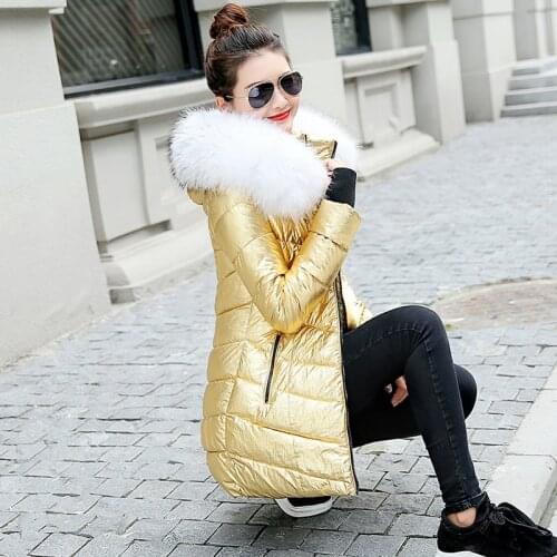 2021 New Fashion Winter Thicken Cotton Women Jacket Large Size All-Match Warm Hooded Fur collar Long Womens Cotton Coats