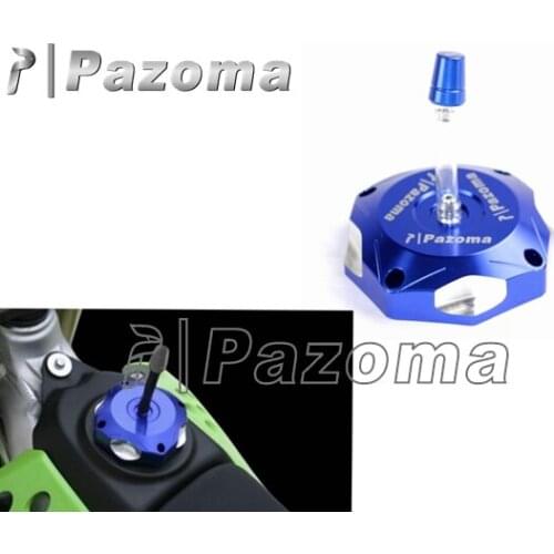 PAZOMA Supermoto Aluminum Blue Fuel Cover Gas Tank Cap Cover For Kawasaki KX250F KX450F 2006-2015