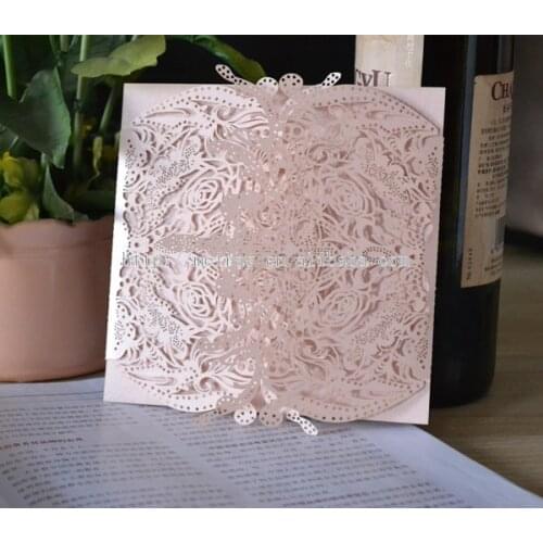 Peach wedding laser cut invitation,fuzzy peach wedding invitation cards