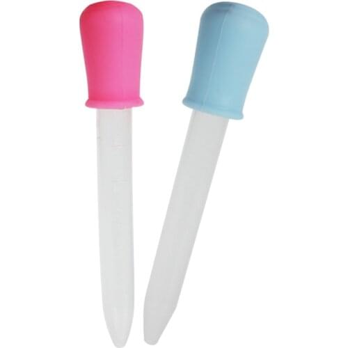 5ML Liquid Dropper, Silicone and Clear Plastic Transfer Droppers for Candy Molds Baby Feeder Oil Kitchen, Detachable Cleaning