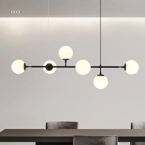 Nordic restaurant pendant light postmodern 6 lights black gold glass hanging lamps dining room kitchen bar suspention luminaire