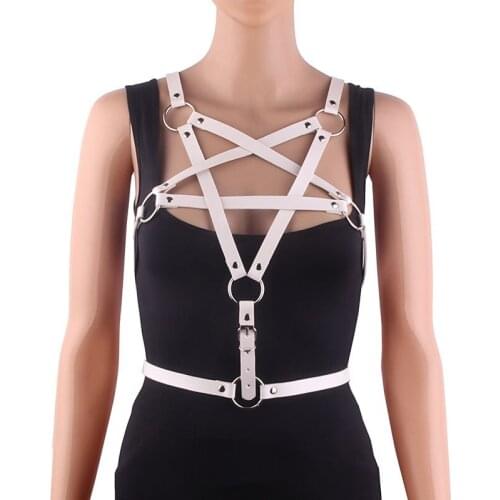 Gothic Sexy Lingerie Body Garters Women Leather Harness Adjustable Five-Pointed Star Bra Belts Bondage Punk Erotic Suspenders