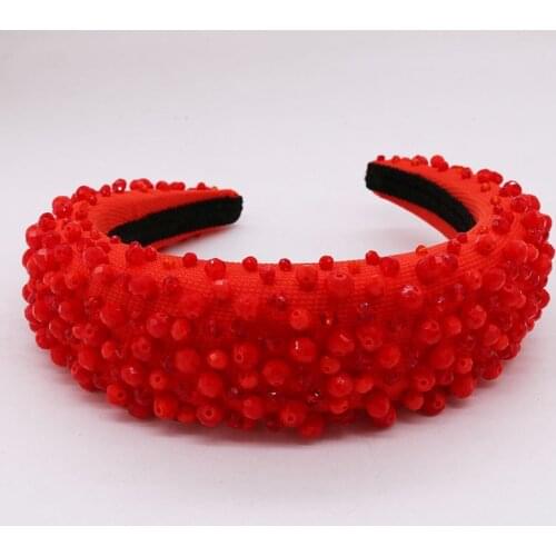New Fashion Baroque Headband Red Small Crystal Exaggerated Sponge Dance Catwalk Travel Headband Hair Jewelry Party Gift
