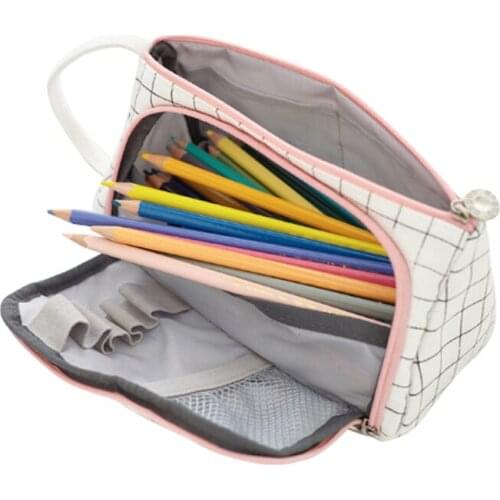 Simple Pencil Case Canvas Multi-layer High-capacity Stationery Bag Student Pencil Storage Bag Stationery Storage Bag