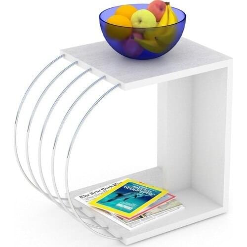 Rafevi Case Side Coffee Table (White-Chrome)