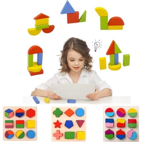 Sale Geometric Shape and Color Matching Toys Wooden 3D Puzzles Baby Montessori Early Educational Learning Toy for Children