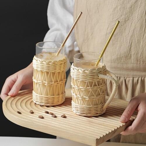 Handmade Rattan Cup Chopsticks Spoon Storage Stationeries Home Office Kitchen Table Decor