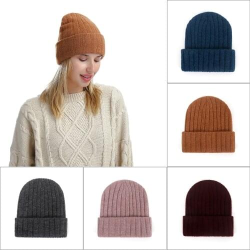 2020 New Autumn Winter Beanie Cap Knitted Warm Wool Hat Mens Basic Pullover Hip Hop Hat Solid Color Cashmere Bonnet Cap