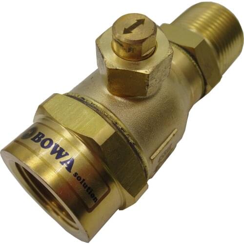 Ball valve with 1" NPT threaded connection is working together with safety valve in high pressure vessel or tanks
