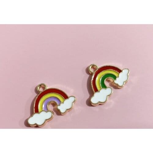 Mix 10pcs Rainbow Clouds Enamel Charms Alloy Pendants Necklace Earrings Charms for Jewelry Making Bulk 14x19mm