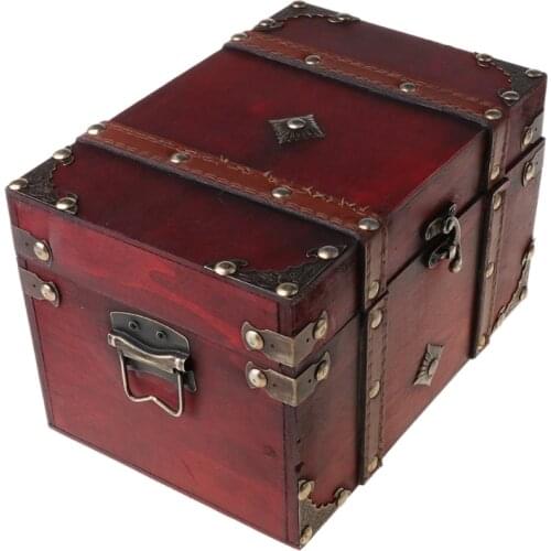 Treasure Chest Vintage Wooden Storage Box Antique Style Jewelry Organizer for Je